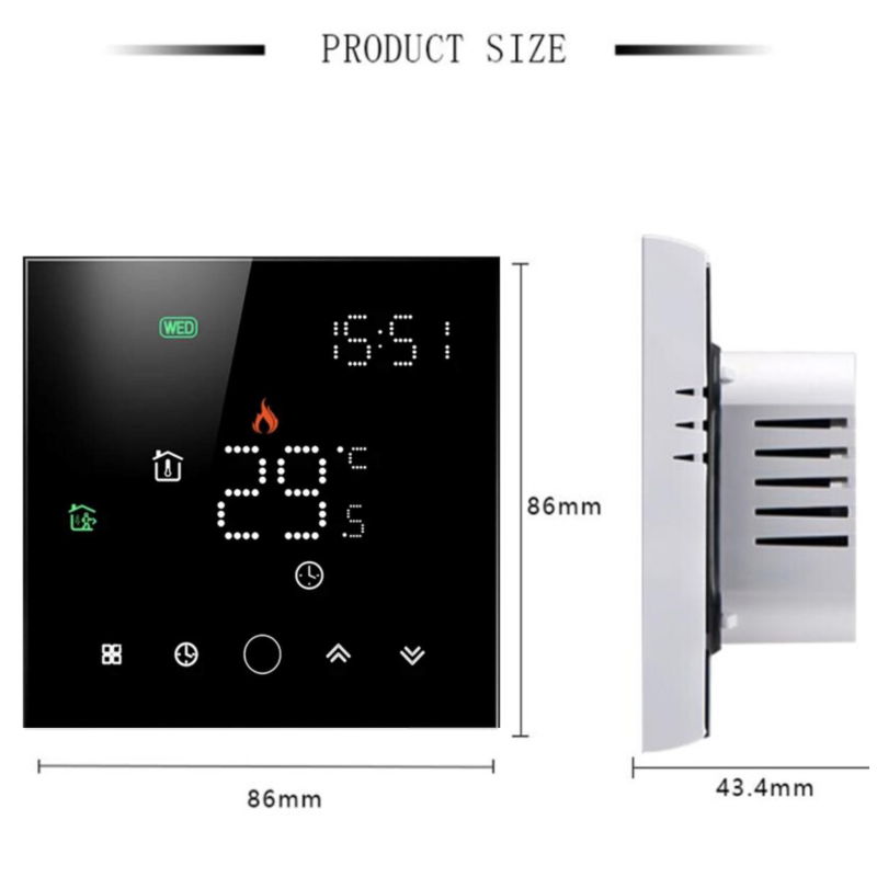 Wi-Fi скляний терморегулятор Ecoset TGW-003 Wi-Fi з датчиком підлоги 3м